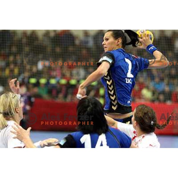 Szandra Zascik in action during handball match Krim Mercator- Larvik HK, played in Champions league, played at Kodeljevo, Ljubljana, Slovenia, 19.02.2010. 