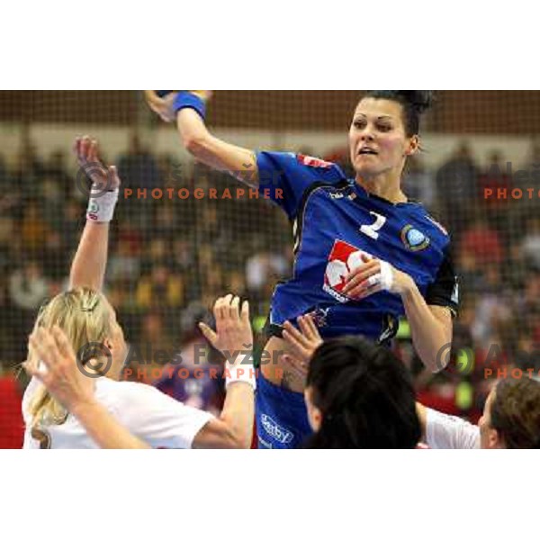 Szandra Zascik in action during handball match Krim Mercator- Larvik HK, played in Champions league, played at Kodeljevo, Ljubljana, Slovenia, 19.02.2010. 