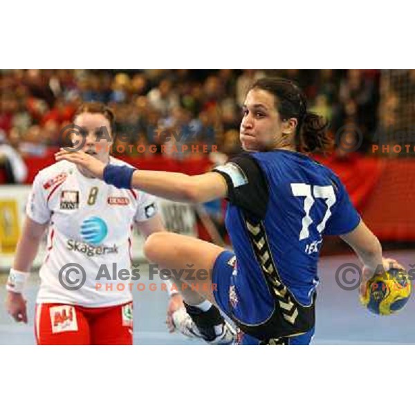 Andrea Lekic in action during handball match Krim Mercator- Larvik HK, played in Champions league, played at Kodeljevo, Ljubljana, Slovenia, 19.02.2010. 