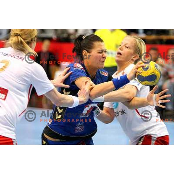  Szandra Zascik in action during handball match Krim Mercator- Larvik HK, played in Champions league, played at Kodeljevo, Ljubljana, Slovenia, 19.02.2010. 