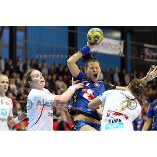 Szandra Zascik in action during handball match Krim Mercator- Larvik HK, played in Champions league, played at Kodeljevo, Ljubljana, Slovenia, 19.02.2010. 