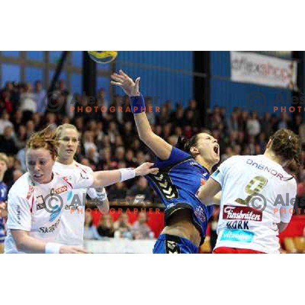 Szandra Zascik in action during handball match Krim Mercator- Larvik HK, played in Champions league, played at Kodeljevo, Ljubljana, Slovenia, 19.02.2010. 