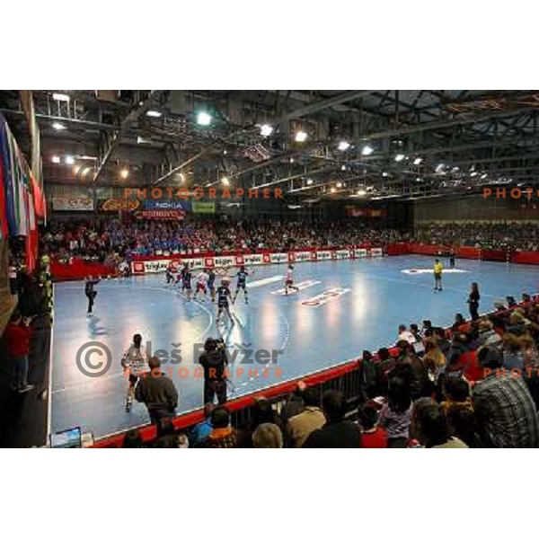 in action during handball match Krim Mercator- Larvik HK, played in Champions league, played at Kodeljevo, Ljubljana, Slovenia, 19.02.2010. 