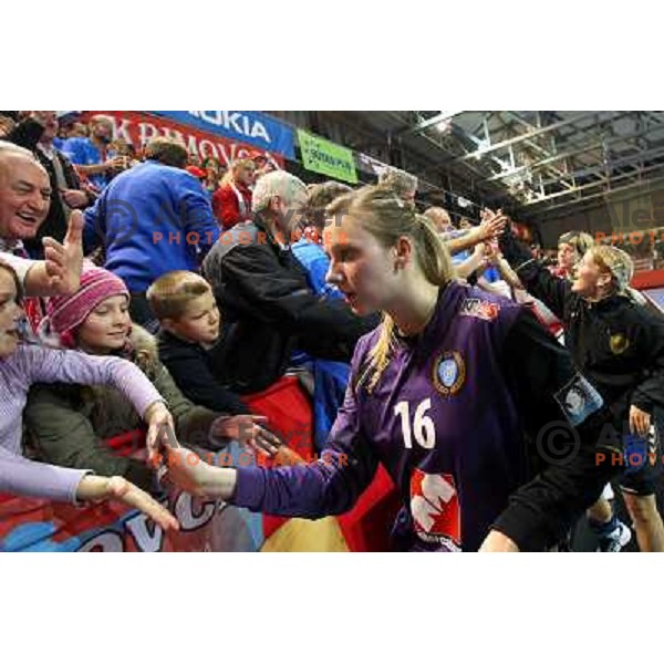 Amra Pandzic in action during handball match Krim Mercator- Larvik HK, played in Champions league, played at Kodeljevo, Ljubljana, Slovenia, 19.02.2010. 