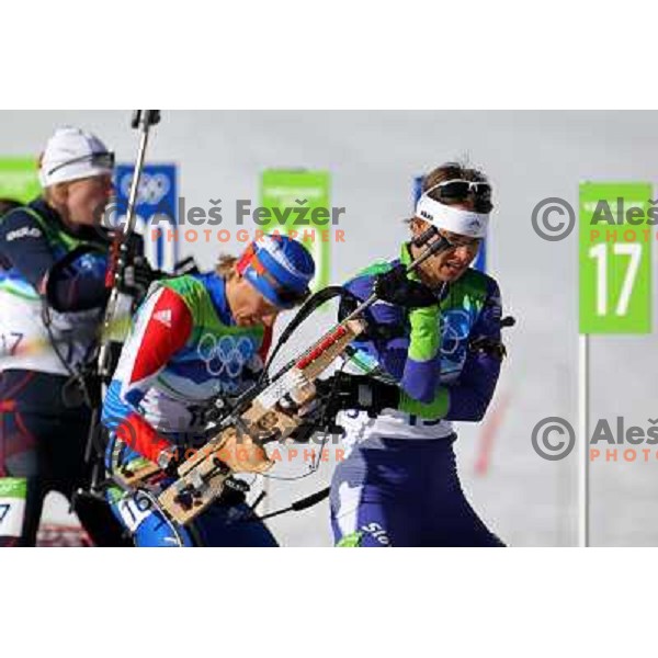 Teja Gregorin (SLO) in action during Biathlon Women\'s 12.5 km mass start in Whistler Olympic Park 21.2.2010 , Vancouver 2010 Winter Olympic Games, Canada 