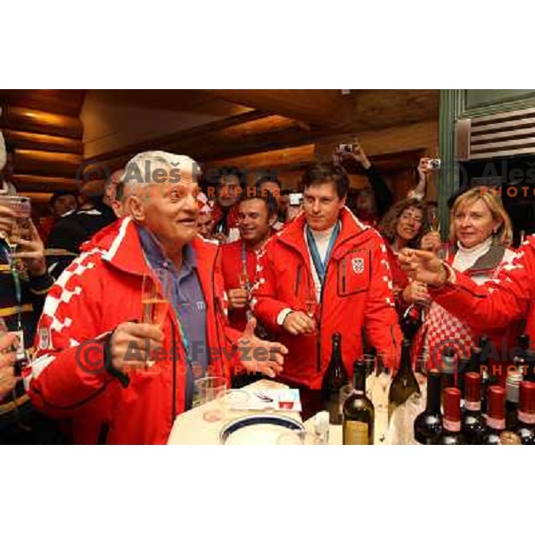 Ante Kostelic, Ivica Kostelic (CRO) Olympic silver medalist in Men\'s Super Combined 21.2.2010 , Marica Kostelic celebrate medal,Vancouver 2010 Winter Olympic Games, Canada 