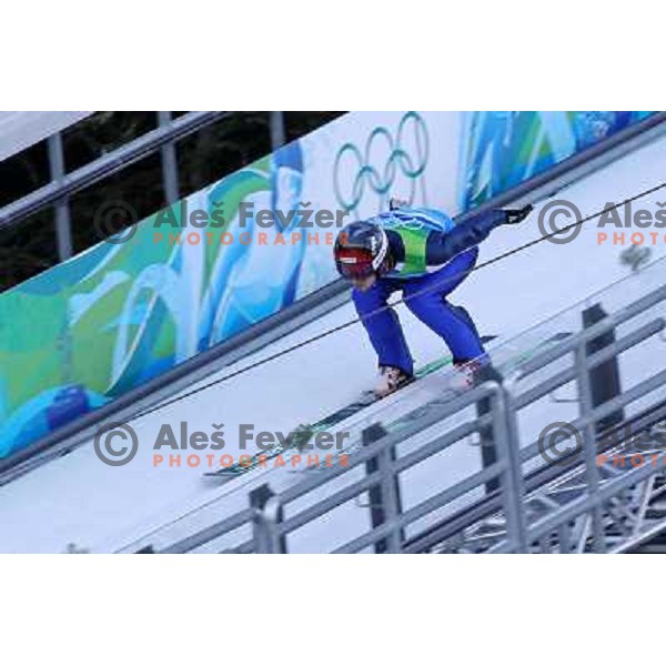Robi Kranjec (SLO) during trial jump in team ski jumping competition at Large Hill in Whistler Olympic park 22.2.2010 , Vancouver 2010 Winter Olympic Games, Canada 