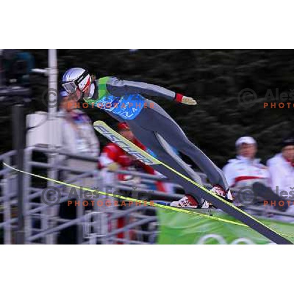 Gregor Schlierenzauer (AUT) during trial jump in team ski jumping competition at Large Hill in Whistler Olympic park 22.2.2010 , Vancouver 2010 Winter Olympic Games, Canada 