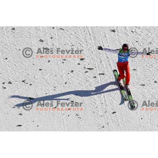 Robi Kranjec (SLO) during final jump in team ski jumping competition at Large Hill in Whistler Olympic park 22.2.2010 , Vancouver 2010 Winter Olympic Games, Canada 