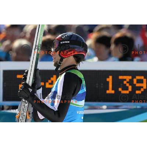 Robi Kranjec (SLO) during final jump in team ski jumping competition at Large Hill in Whistler Olympic park 22.2.2010 , Vancouver 2010 Winter Olympic Games, Canada 