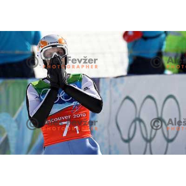 Primoz Pikl (SLO) during final jump in team ski jumping competition at Large Hill in Whistler Olympic park 22.2.2010 , Vancouver 2010 Winter Olympic Games, Canada 