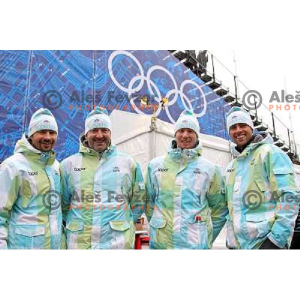 Slovenia biathlon team service man at top station of Creekside Gondola after second run of Women\'s Giant Slalom in Whislter Creekside 24.2.2010 was canceled due to fog on the course , Vancouver 2010 Winter Olympic Games, Canada 