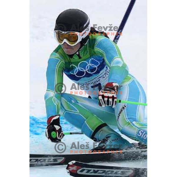 Tina Maze (SLO) skiing in first run of Women\'s Giant Slalom in Whislter Creekside 24.2.2010 , Vancouver 2010 Winter Olympic Games, Canada 