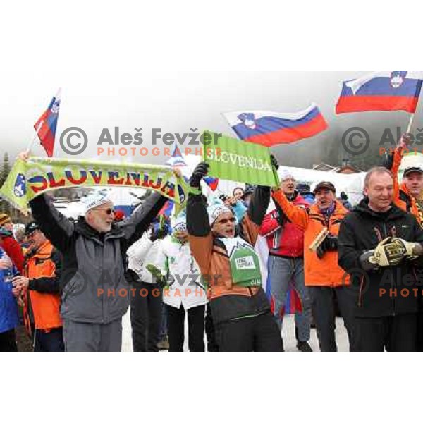 Slovenia fans cheering during Women\'s Giant Slalom in Whislter Creekside 25.2.2010 , Vancouver 2010 Winter Olympic Games, Canada 