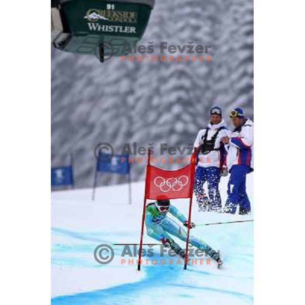 Tina Maze (SLO) skiing in second run of Women\'s Giant Slalom in Whislter Creekside 25.2.2010 , Vancouver 2010 Winter Olympic Games, Canada 