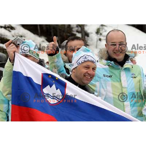Slovenian jfans after second run of Women\'s Giant Slalom in Whislter Creekside 24.2.2010 , Vancouver 2010 Winter Olympic Games, Canada 