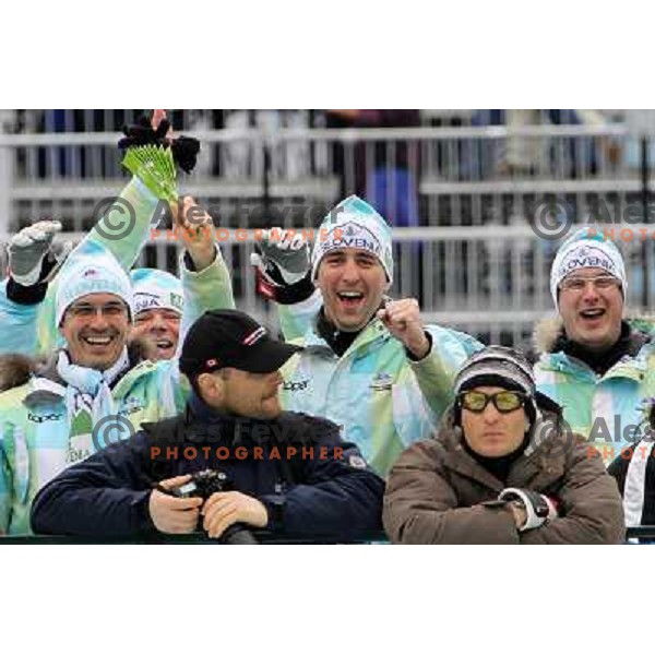 Slovenian fans after second run of Women\'s Giant Slalom in Whislter Creekside 24.2.2010 , Vancouver 2010 Winter Olympic Games, Canada 