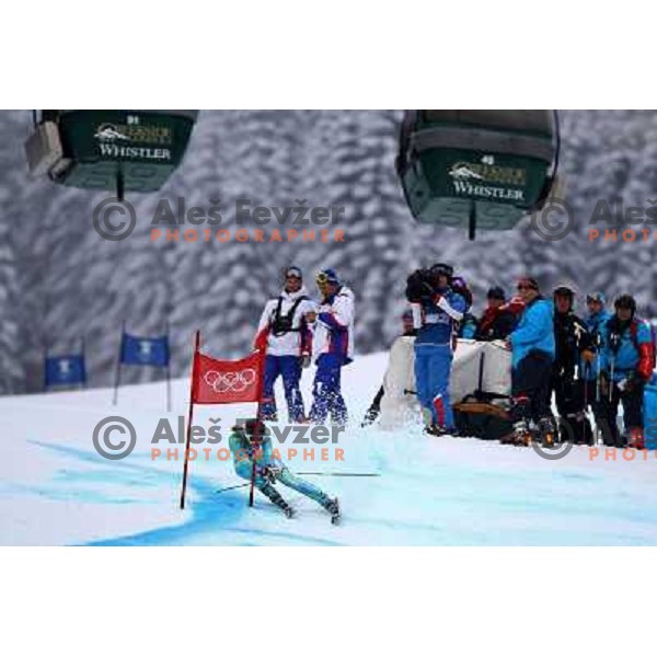 Tina Maze (SLO) skiing in second run of Women\'s Giant Slalom in Whislter Creekside 25.2.2010 , Vancouver 2010 Winter Olympic Games, Canada 