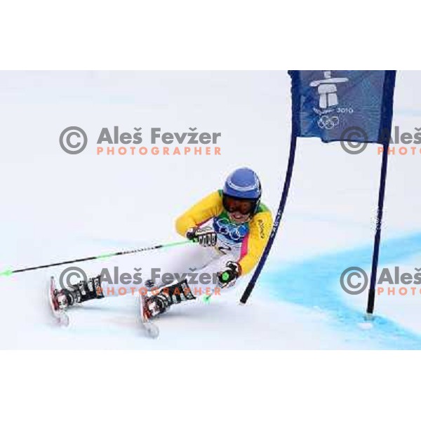 Viktoria Rebensburg (GER) Olympic gold medalist skiing in second run in Women\'s Giant Slalom in Whislter Creekside 25.2.2010 , Vancouver 2010 Winter Olympic Games, Canada 