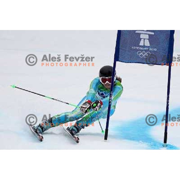 Tina Maze (SLO) skiing in second run of Women\'s Giant Slalom in Whislter Creekside 25.2.2010 , Vancouver 2010 Winter Olympic Games, Canada 