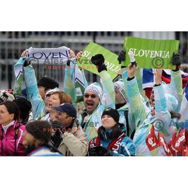 Slovenia fans cheering during Women\'s Giant Slalom in Whislter Creekside 25.2.2010 , Vancouver 2010 Winter Olympic Games, Canada 