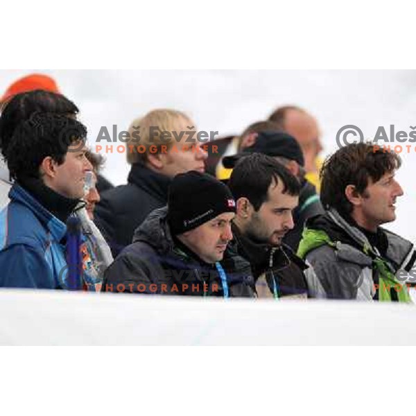 Slovenian journalists waiting for Tina Maze after second run of Women\'s Giant Slalom in Whislter Creekside 24.2.2010 , Vancouver 2010 Winter Olympic Games, Canada 