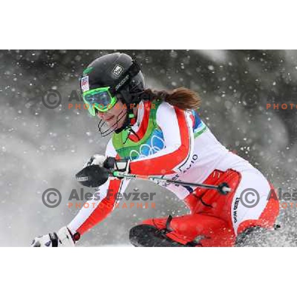Sarka Zahrobska (CZE) skiing in first run of Ladies Slalom in Whistler Creekside 26.2.2010 , Vancouver 2010 Winter Olympic Games, Canada 