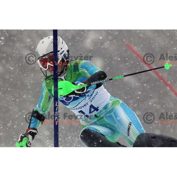  Tina Maze (SLO) skiing in first run of Ladies Slalom in Whistler Creekside 26.2.2010 , Vancouver 2010 Winter Olympic Games, Canada 