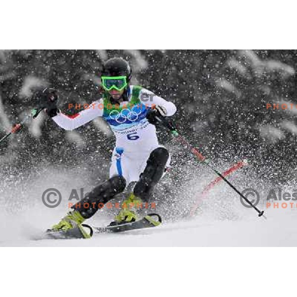  Sandrine Aubert (FRA) skiing in first run of Ladies Slalom in Whistler Creekside 26.2.2010 , Vancouver 2010 Winter Olympic Games, Canada 