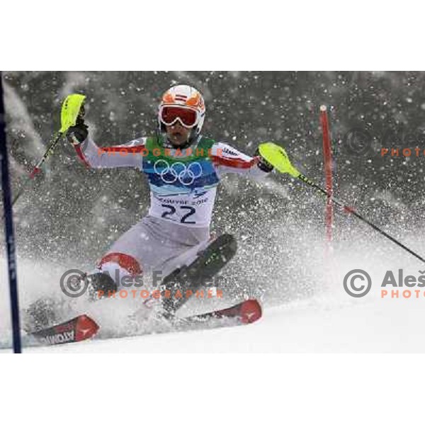  Michaela Kirchgasser (AUT) skiing in first run of Ladies Slalom in Whistler Creekside 26.2.2010 , Vancouver 2010 Winter Olympic Games, Canada 