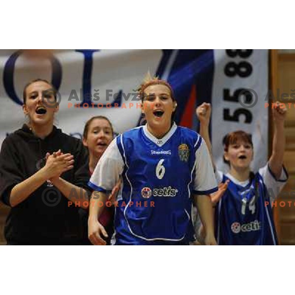 Ines Kerin, Sara Coh at the basketball game Hit Kranjska Gora - Merkur played in the final of the Slovenian womens basketball Cup , Celje, 28.02.2010 