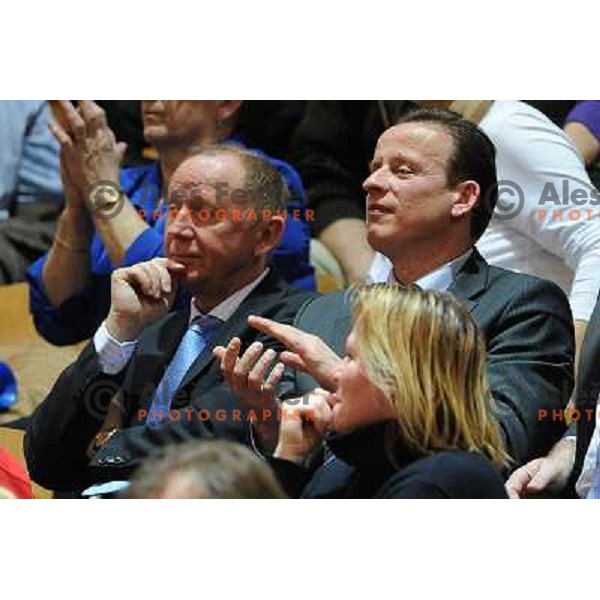 Dusan Sesok, Bojan Srot at the basketball game Hit Kranjska Gora - Merkur played in the final of the Slovenian womens basketball Cup , Celje, 28.02.2010 