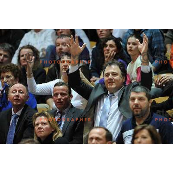 Dusan Sesok, Bojan Srot at the basketball game Hit Kranjska Gora - Merkur played in the final of the Slovenian womens basketball Cup , Celje, 28.02.2010 