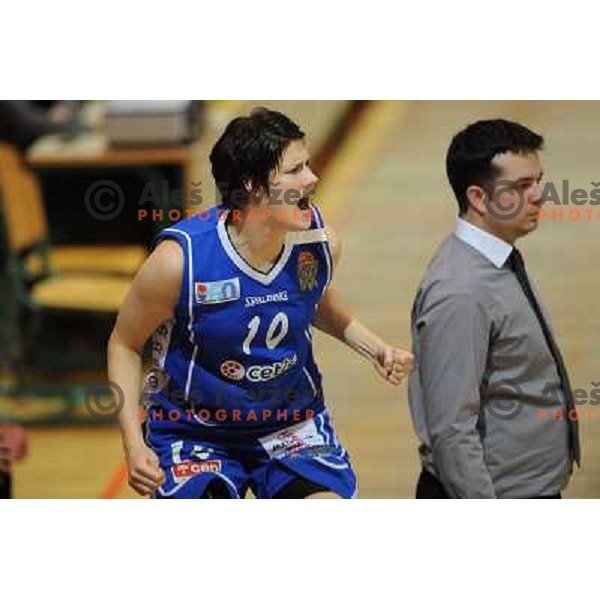 Kristina Verbole, Damir Grgic at the basketball game Hit Kranjska Gora - Merkur played in the final of the Slovenian womens basketball Cup , Celje, 28.02.2010 