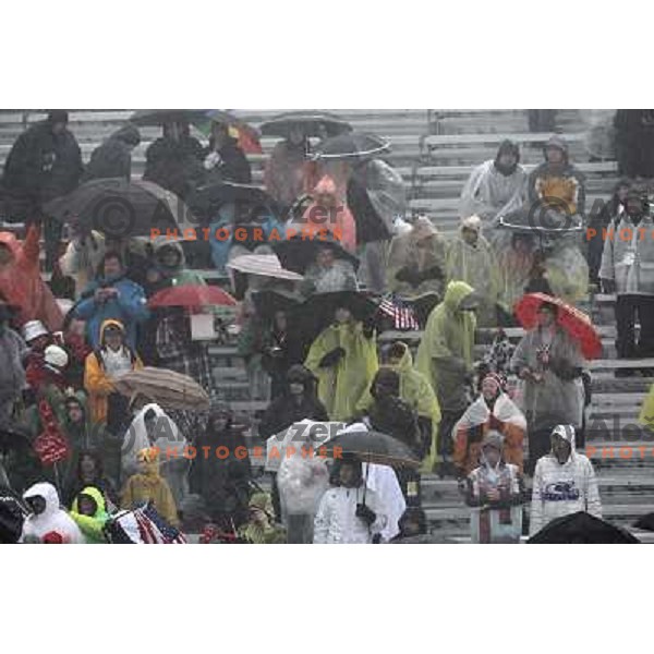 Fans waiting in the rain during Men\'s Parallel Giant Slalom at Cypress Mountain 27.2.2010, Vancouver 2010 Winter Olympic Games, Canada 
