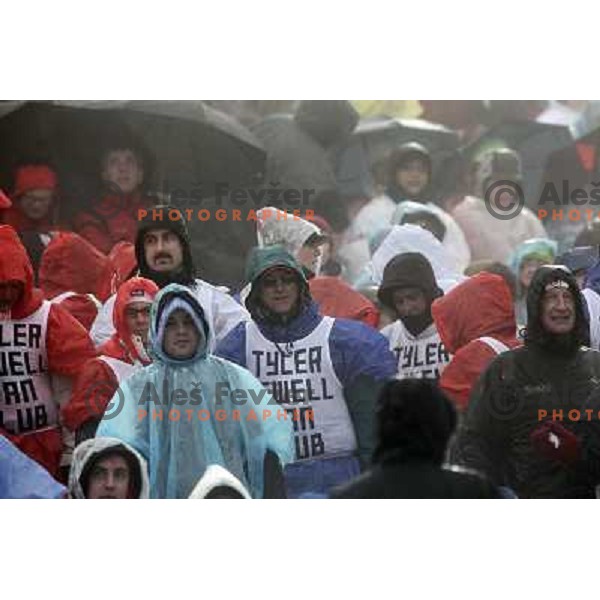 Fans waiting in the rain during Men\'s Parallel Giant Slalom at Cypress Mountain 27.2.2010, Vancouver 2010 Winter Olympic Games, Canada 