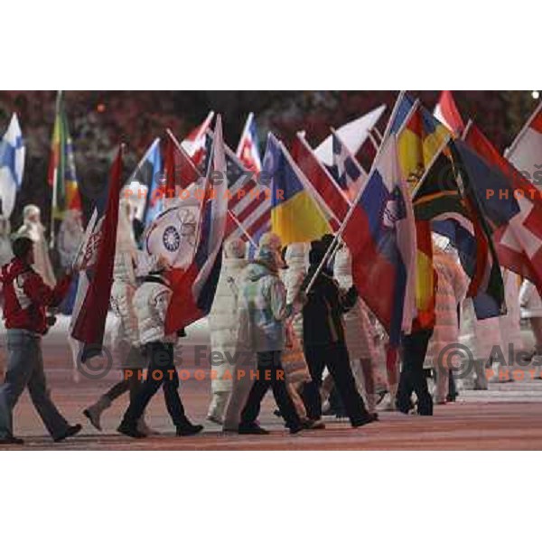 Mitja Valencic , flag bearer of Slovenian team during Closing Ceremony of Vancouver 2010 Winter Olympic games on 28.2.2010 in Canada 