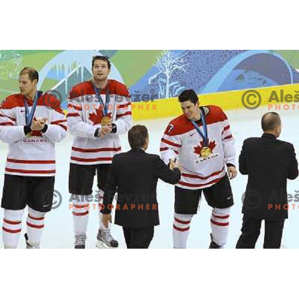  in action during ice hockey match Canada-USA in men\'s Final at the Vancouver 2010 Winter Olympic games, Canada 