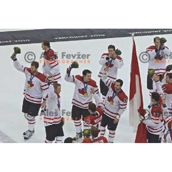  in action during ice hockey match Canada-USA in men\'s Final at the Vancouver 2010 Winter Olympic games, Canada 