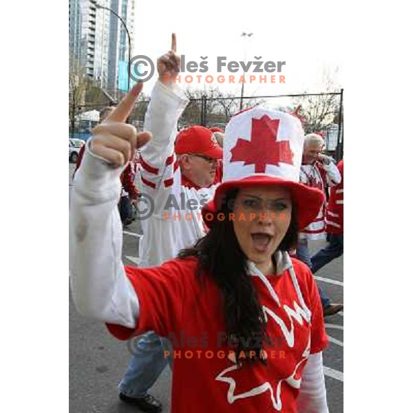 Celebration parade in downtown Vancouver after Canada Ice hockey team beat USA and won gold medal 28.2.2010, Vancouver 2010 Winter Olympic Games, Canada 