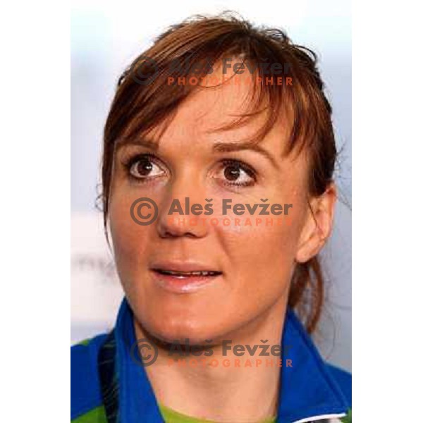 Petra Majdic, bronze medalist in Cross-country from Winter Olympic Games in Vancouver during reception at Airport Joze Pucnik, Brnik, Slovenia 1.3.2010 