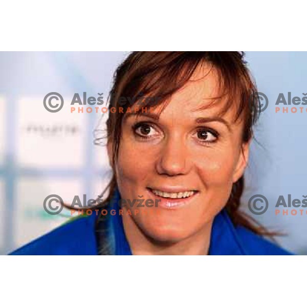 Petra Majdic, bronze medalist in Cross-country from Winter Olympic Games in Vancouver during reception at Airport Joze Pucnik, Brnik, Slovenia 1.3.2010 