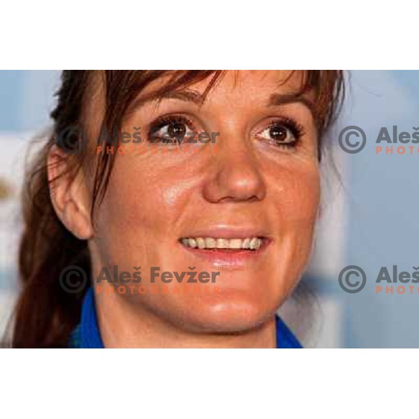 Petra Majdic, bronze medalist in Cross-country from Winter Olympic Games in Vancouver during reception at Airport Joze Pucnik, Brnik, Slovenia 1.3.2010 