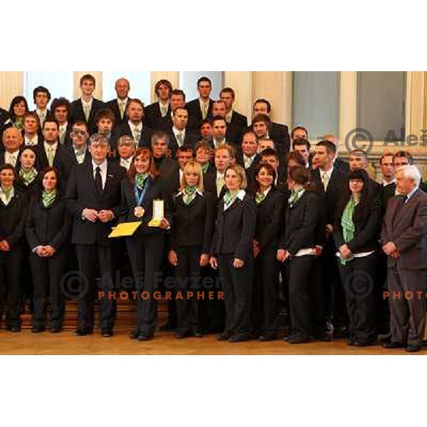 at reception for Slovenian Olympic team by President of republic of Slovenia Dr. Danilo Turk 