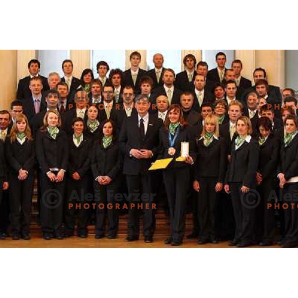at reception for Slovenian Olympic team by President of republic of Slovenia Dr. Danilo Turk 