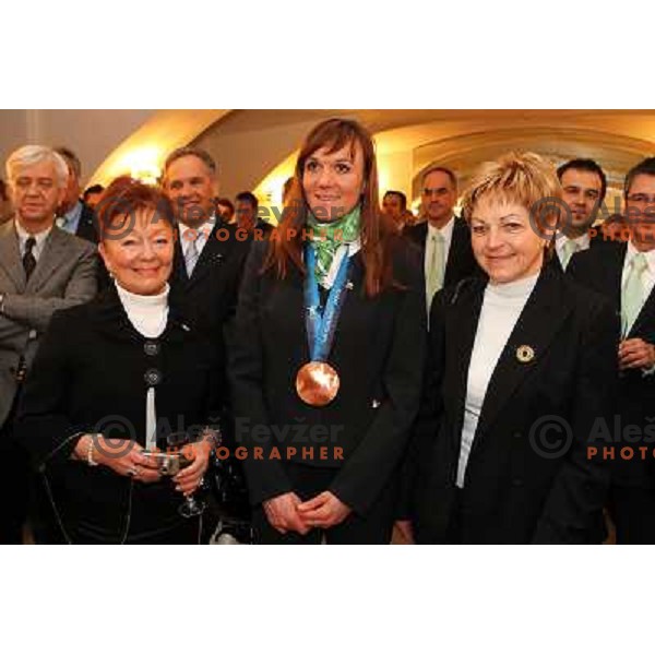 Petra Majdic at reception for Slovenian Olympic team by Mayor of Ljubljana Zoran Jankovic 