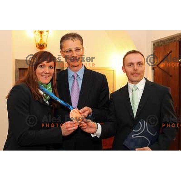  Petra Majdic, Igor Luksic and Ivan Hudac at reception for Slovenian Olympic team by Mayor of Ljubljana Zoran Jankovic 