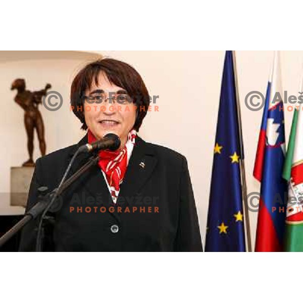 Ljubica Jelusic at reception for Slovenian Olympic team by Mayor of Ljubljana Zoran Jankovic 