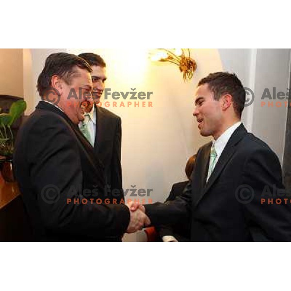 Zoran Jankovic and Jernej Damjan at reception for Slovenian Olympic team by Mayor of Ljubljana Zoran Jankovic 