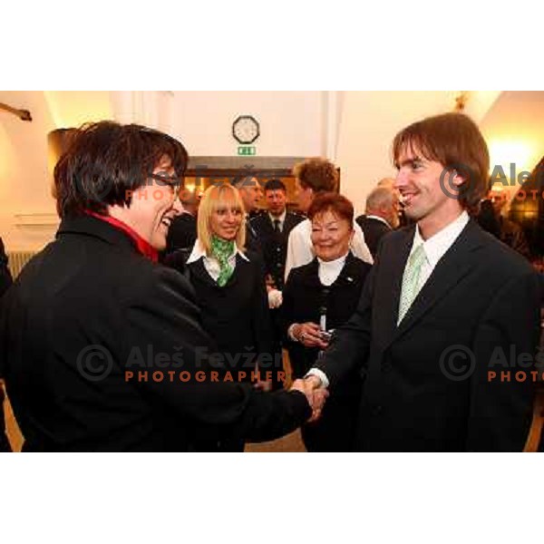 Ljubica Jelusic at reception for Slovenian Olympic team by Mayor of Ljubljana Zoran Jankovic 